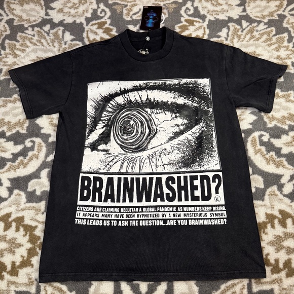 Hellstar Brainwashed Eyeball T-shirt In Black Mens Size Large - Picture 1 of 3